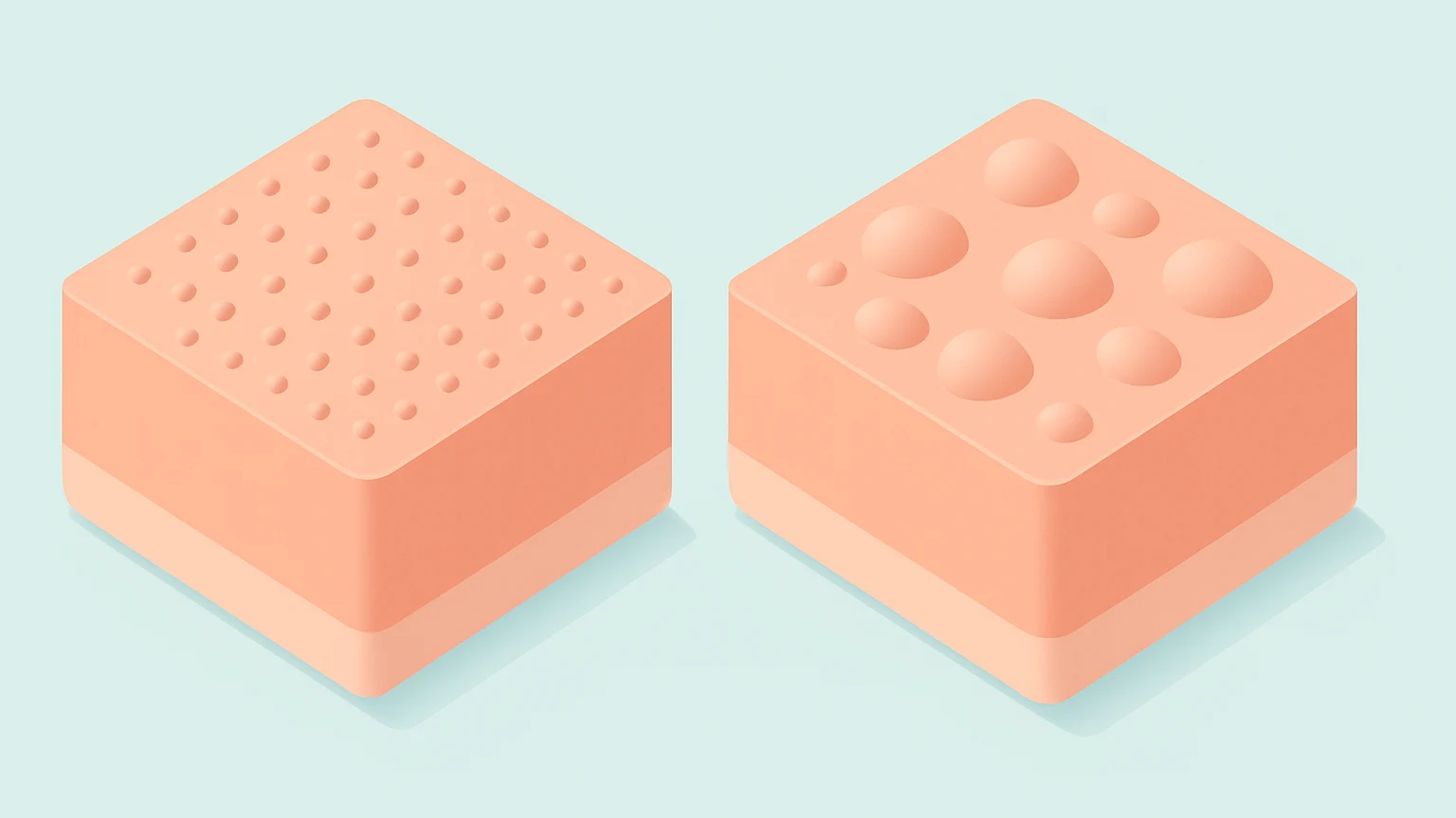 Comparison of fungal acne with uniform tiny bumps versus regular acne with mixed-size bumps
