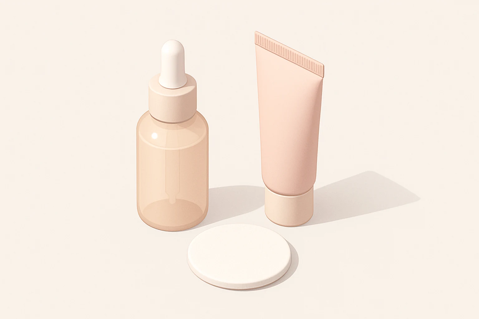 Minimal skincare serum, cream, and cotton pad for fading pimple marks